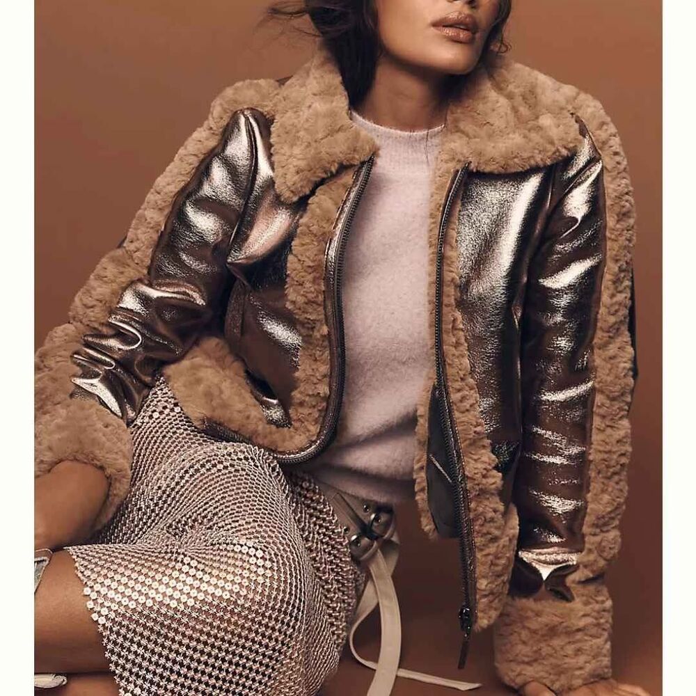 New Anthropologie Pilcro Chainmail Pale Pink Column Mesh Skirt - Picture 6 of 8